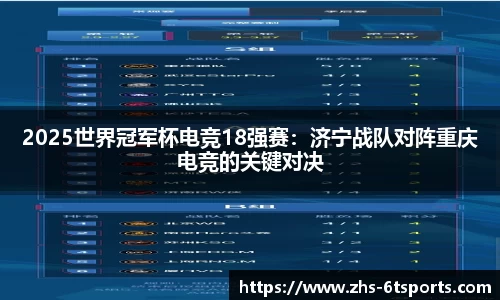 2025世界冠军杯电竞18强赛:济宁战队对阵重庆电竞的关键对决